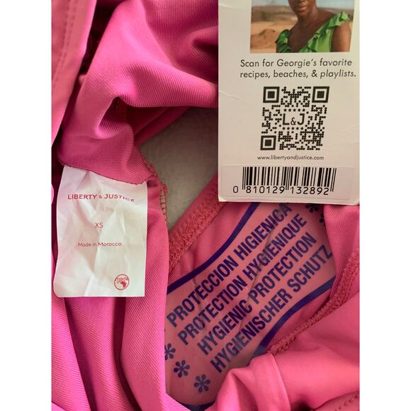 High Leg Cheeky One Piece Swimsuit-Liberty & Justice-Color Pink-Size XS-New - Picture 5 of 5